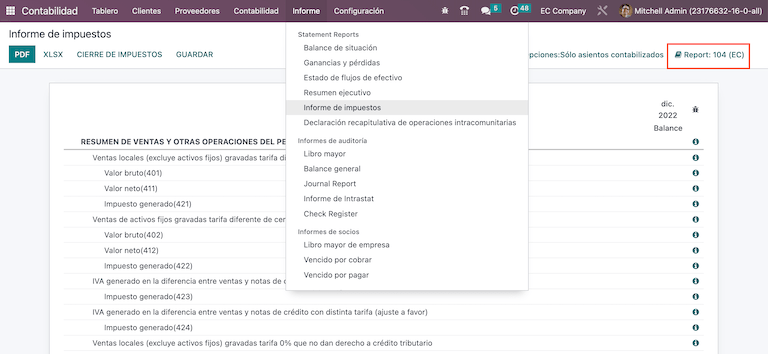 厄瓜多尔104报告表格。