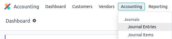 会计菜单显示日记账菜单部分。