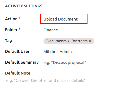 新活动类型上的活动设置，重点在于操作字段。