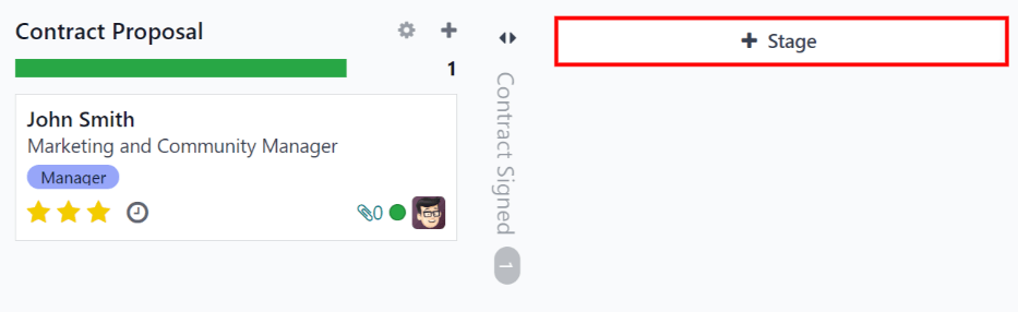 点击加号以在 Kanban 阶段中添加新列。