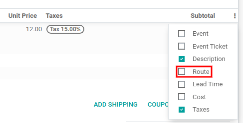 查看菜单，允许向销售订单添加新行。