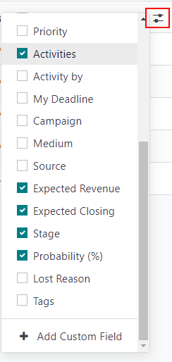 自定义筛选器弹出窗口，突出显示活动和截止日期的选项。