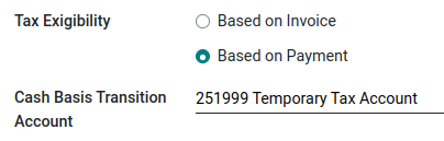 在支付对账之前，将税款金额填入 **现金制过渡账户**。