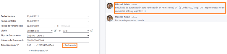 AFIP授权被拒绝。