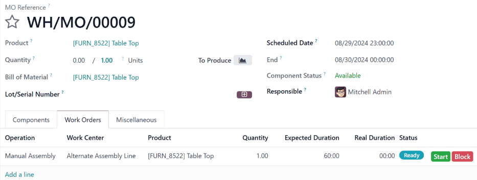 点击 "计划" 后，工单将在 "替代装配线" 重新安排