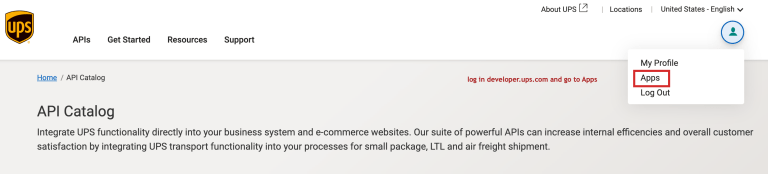 点击个人资料图片图标后显示“Apps”下拉选项。