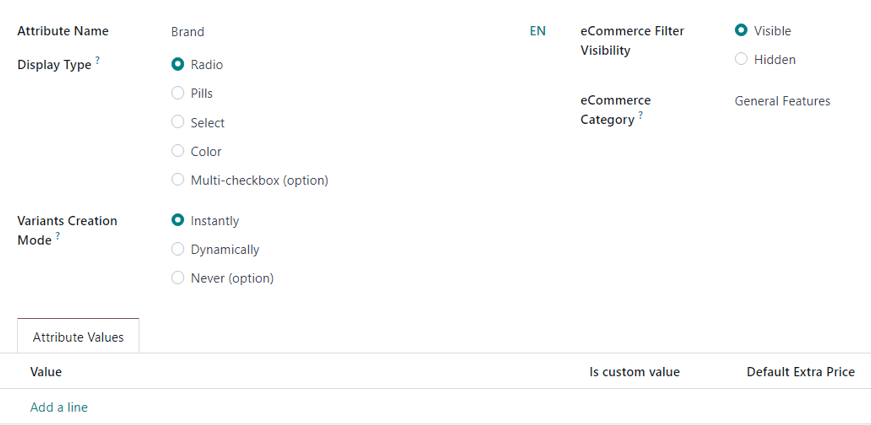 Odoo 销售应用程序中的一个空白属性创建表单。