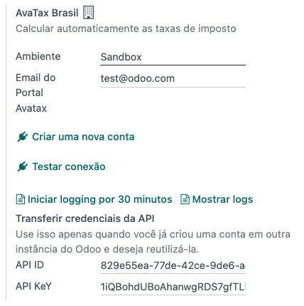 AvaTax 账户配置。