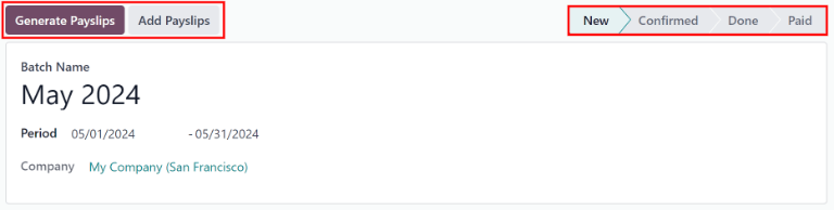 状态为新的批次，突出显示可用的按钮。
