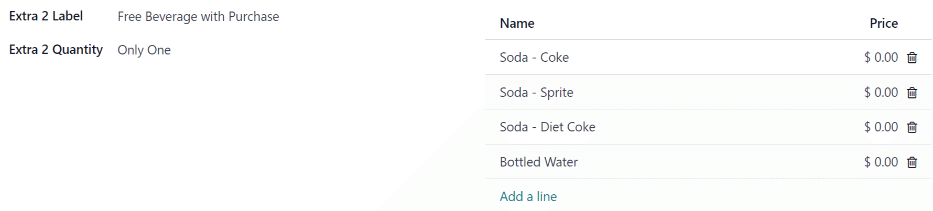 配置为购买时免费饮品的第二个附加项。