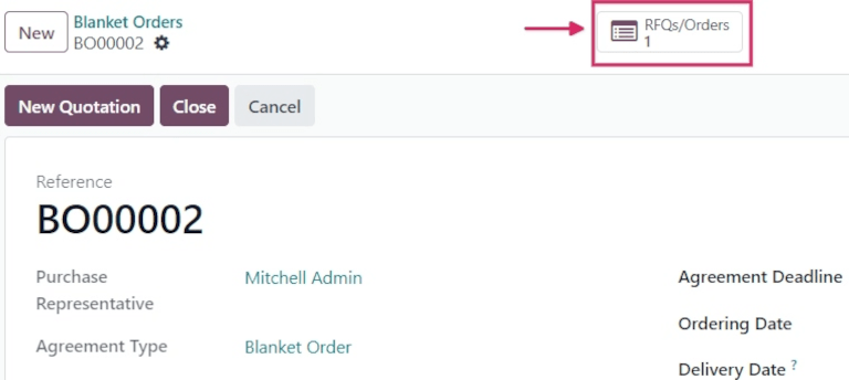 来自总订单表单的询价和订单智能按钮。