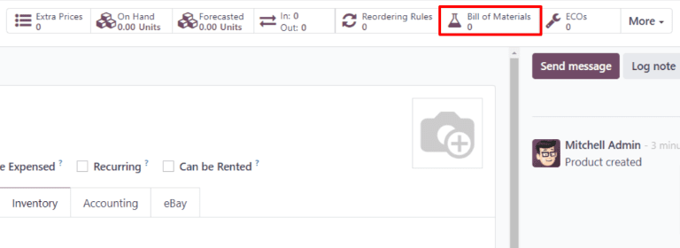 产品页面上的物料清单智能按钮。