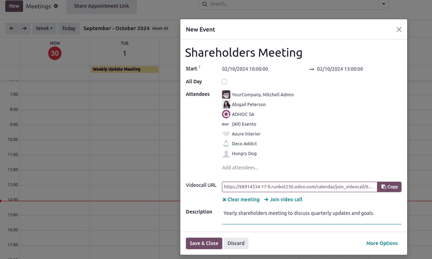 在日历应用中安排一个事件窗口。