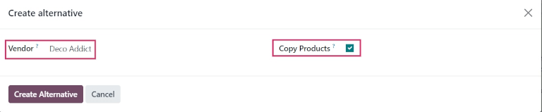 弹出招标窗口以创建备选报价。