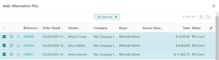 弹出窗口以将新报价链接到现有询价单。