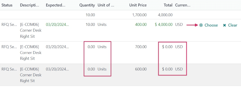 采购应用概览中的已取消报价。