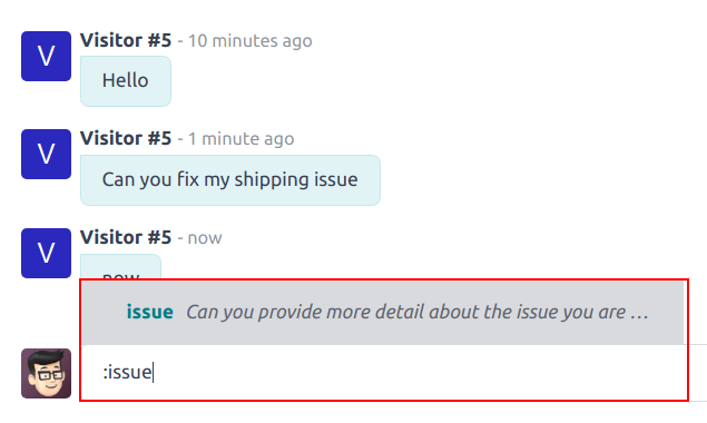 使用预设回复的实时聊天对话。