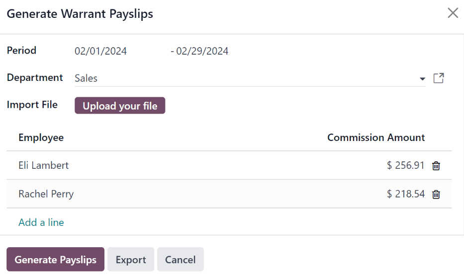 输入佣金详情。