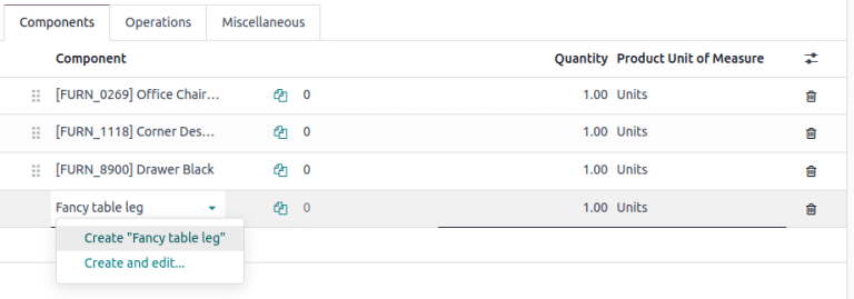 通过从下拉菜单中选择来添加组件。
