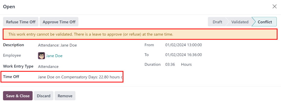 点击编辑时出现的详细冲突弹出窗口。