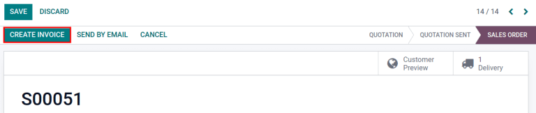 显示 "创建发票" 按钮。
