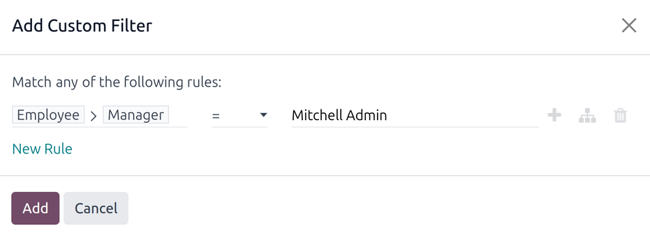 一个自定义过滤器，仅显示用户的员工。
