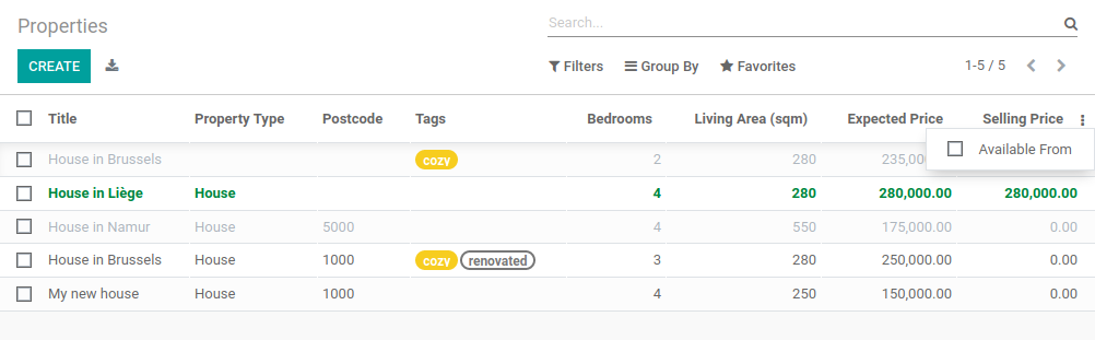 带装饰和可选字段的列表视图