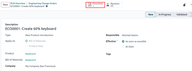 从活动的ECO显示 *Documents* 智能按钮。