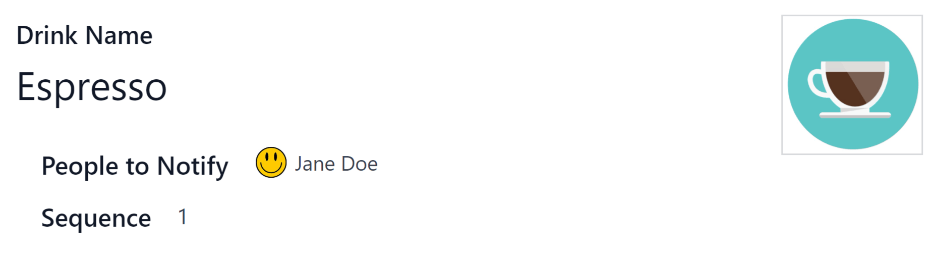 饮料表单，填写了浓缩咖啡的信息。