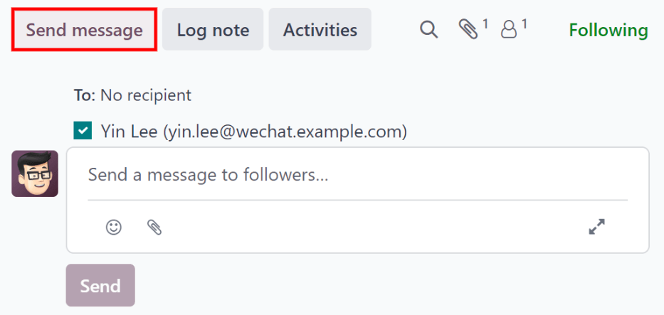 从 chatter 发送电子邮件。