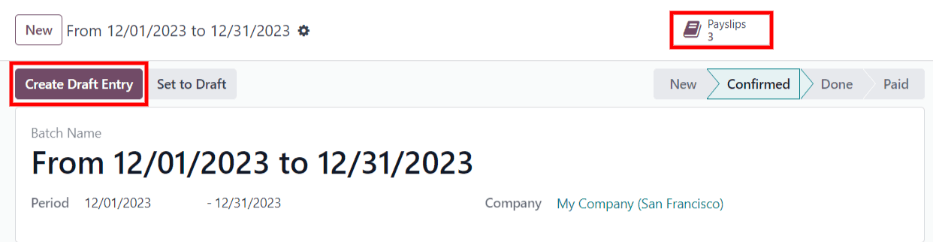 生成工资单时显示的信息。