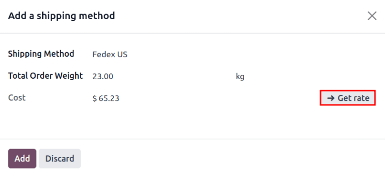 显示 "获取费率" 弹出窗口。