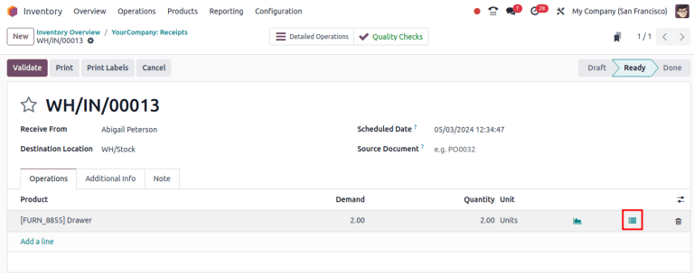 在产品行上显示项目符号列表图标。