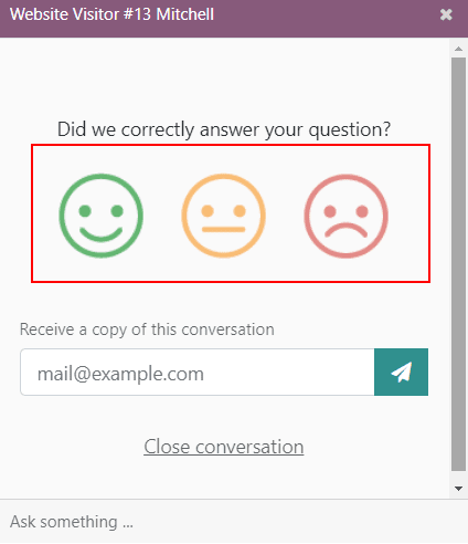 用户视角下的 Odoo 在线聊天窗口视图。