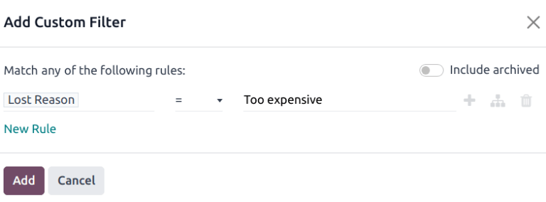 搜索栏添加了自定义筛选器，用于筛选丢失原因。