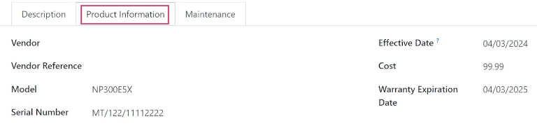 产品信息选项卡，下方有可用字段。