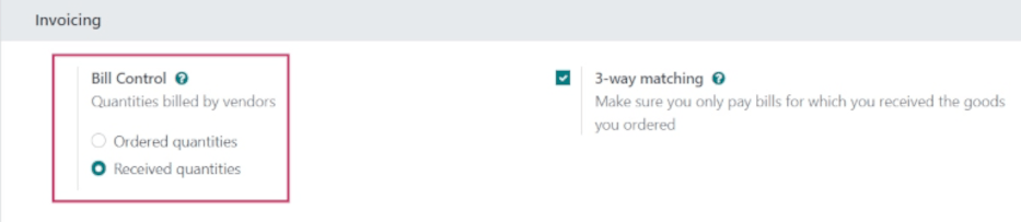 采购应用设置中的账单控制策略。