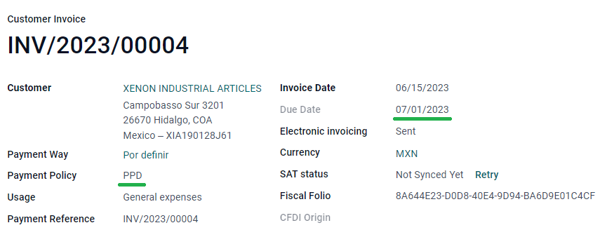 符合PPD要求的发票示例。