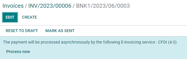 CFDI (4.0) 电子发票服务立即处理付款消息。