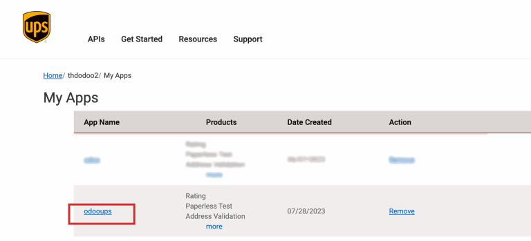 在 "我的应用" 部分显示新创建的应用。
