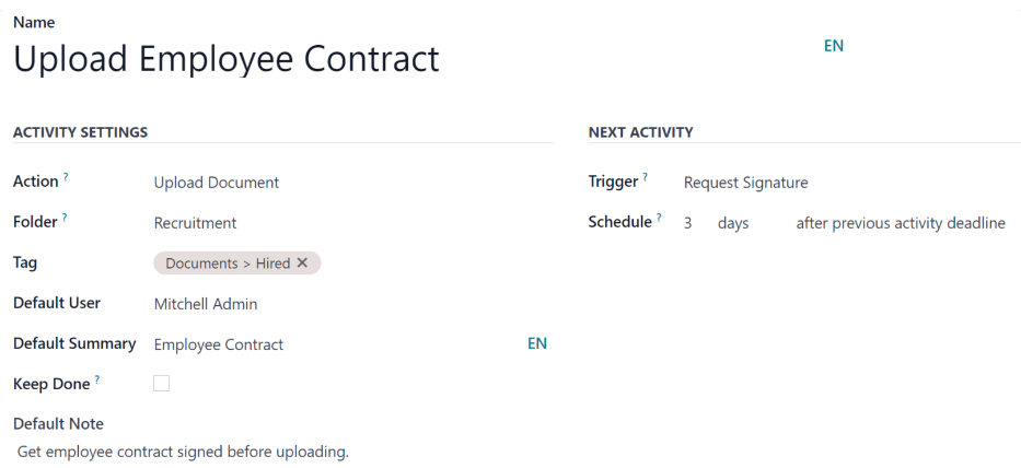 所有字段均已填写的新活动表单。