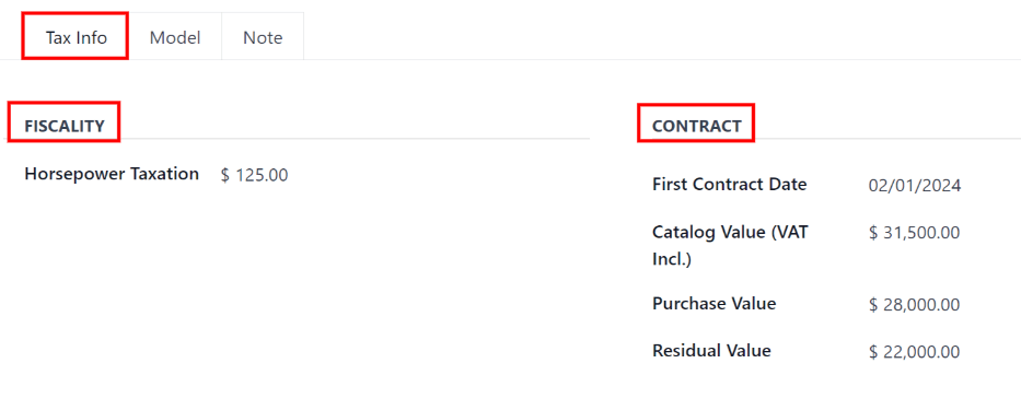 新车表单，显示车辆税务部分。