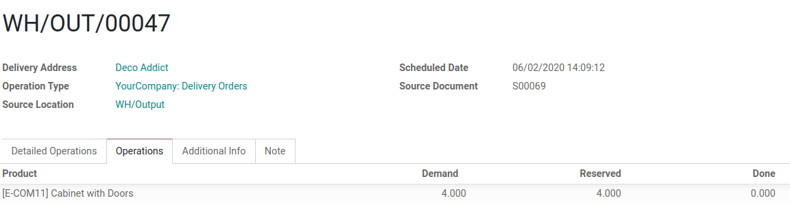 查看由拉动传输创建的操作。