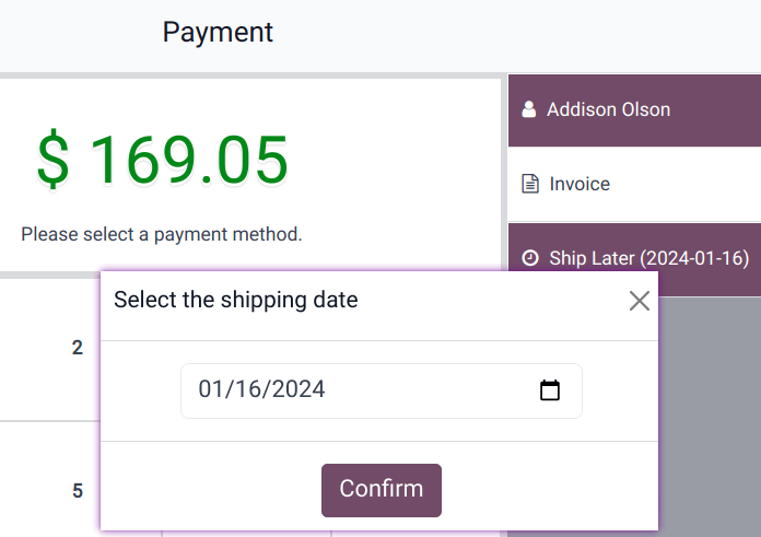 在结账时选择稍后发货。