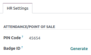 在员工表单上设置以分配徽章ID和PIN码。