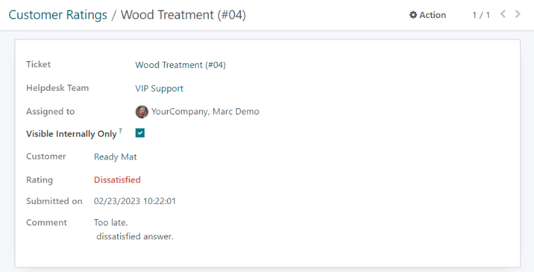 查看个别客户评级的详细信息。