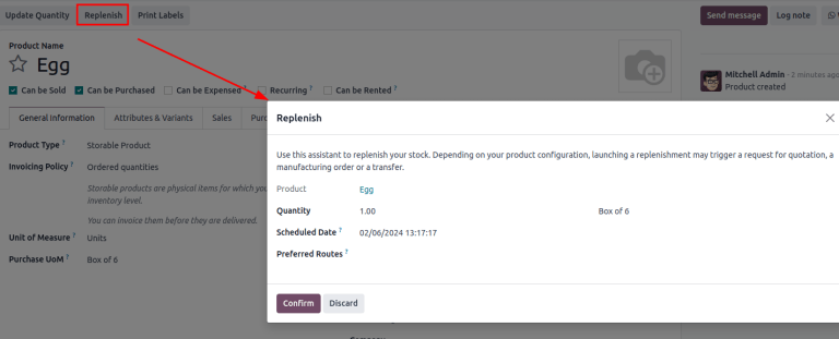 点击 Replenish 按钮手动补货。