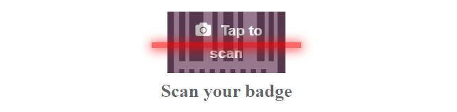 显示扫描工牌图像的考勤终端视图。