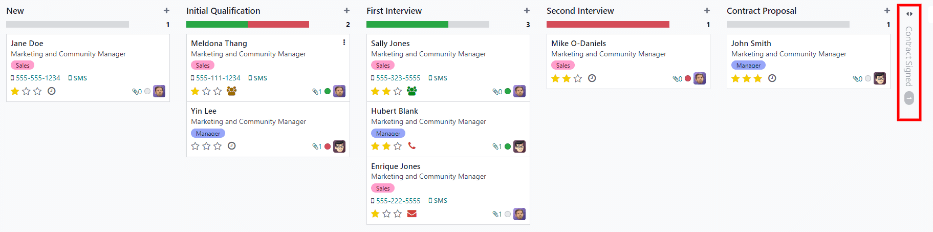 在看板视图中点击折叠的列以展开它。