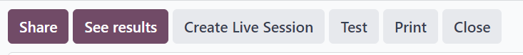 Odoo 调查中调查表上的各种按钮。
